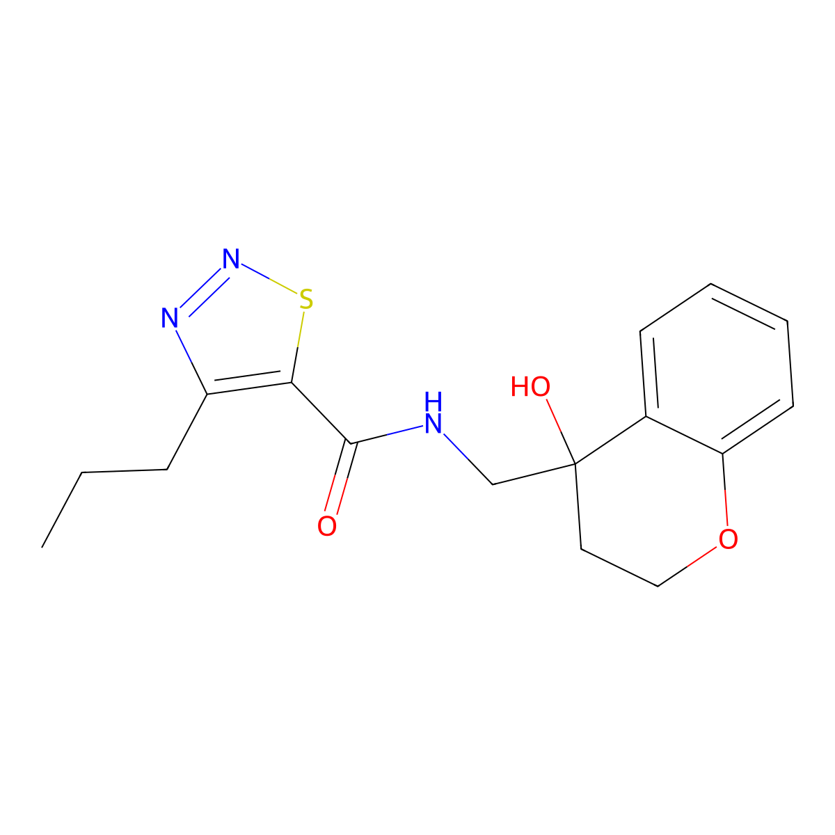 N-((4-hydroxychroman-4-yl)methyl)-4-propyl-1,2,3-thiadiazole-5-carboxamide molecular structure, CAS 1396683-79-6