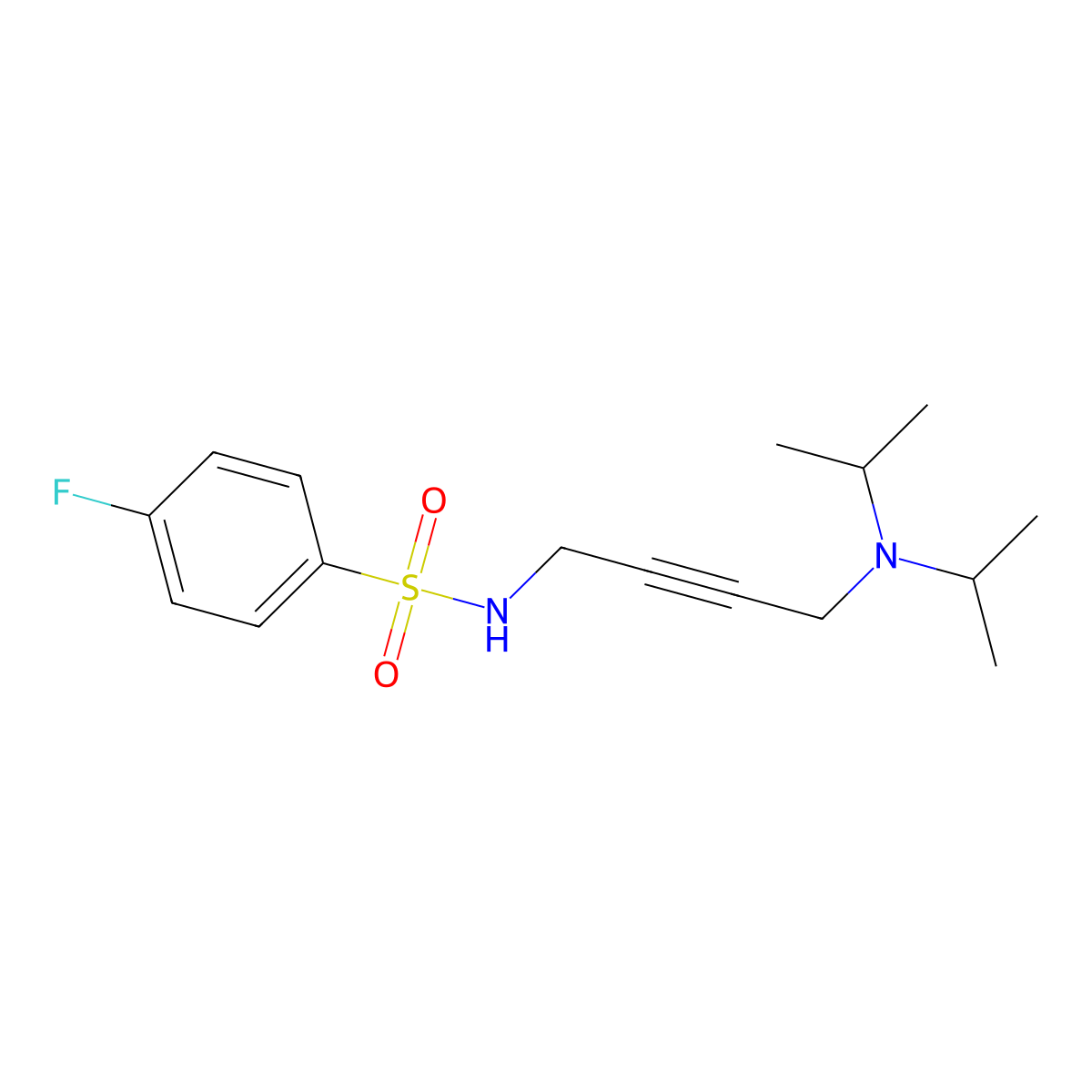 N-{4-[bis(propan-2-yl)amino]but-2-yn-1-yl}-4-fluorobenzene-1-sulfonamide molecular structure, CAS 1396683-80-9