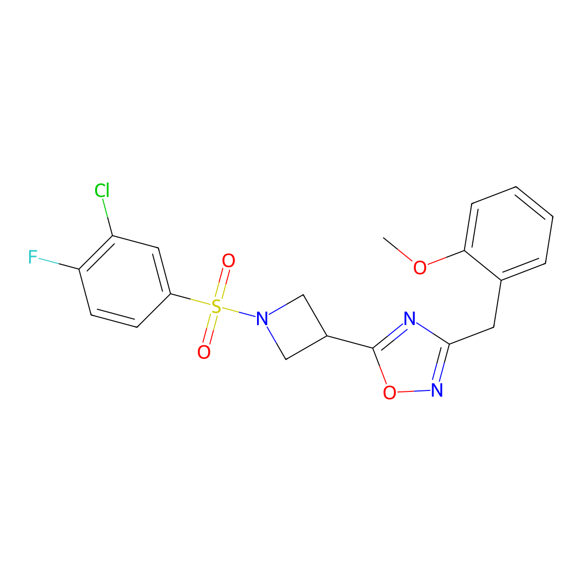 5-(1-((3-Chloro-4-fluorophenyl)sulfonyl)azetidin-3-yl)-3-(2-methoxybenzyl)-1,2,4-oxadiazole molecular structure, CAS 1396683-83-2