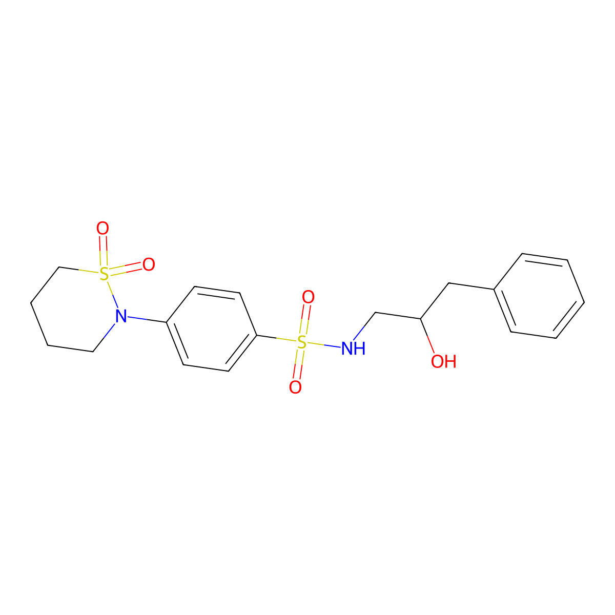 4-(1,1-dioxido-1,2-thiazinan-2-yl)-N-(2-hydroxy-3-phenylpropyl)benzenesulfonamide molecular structure, CAS 1396683-86-5
