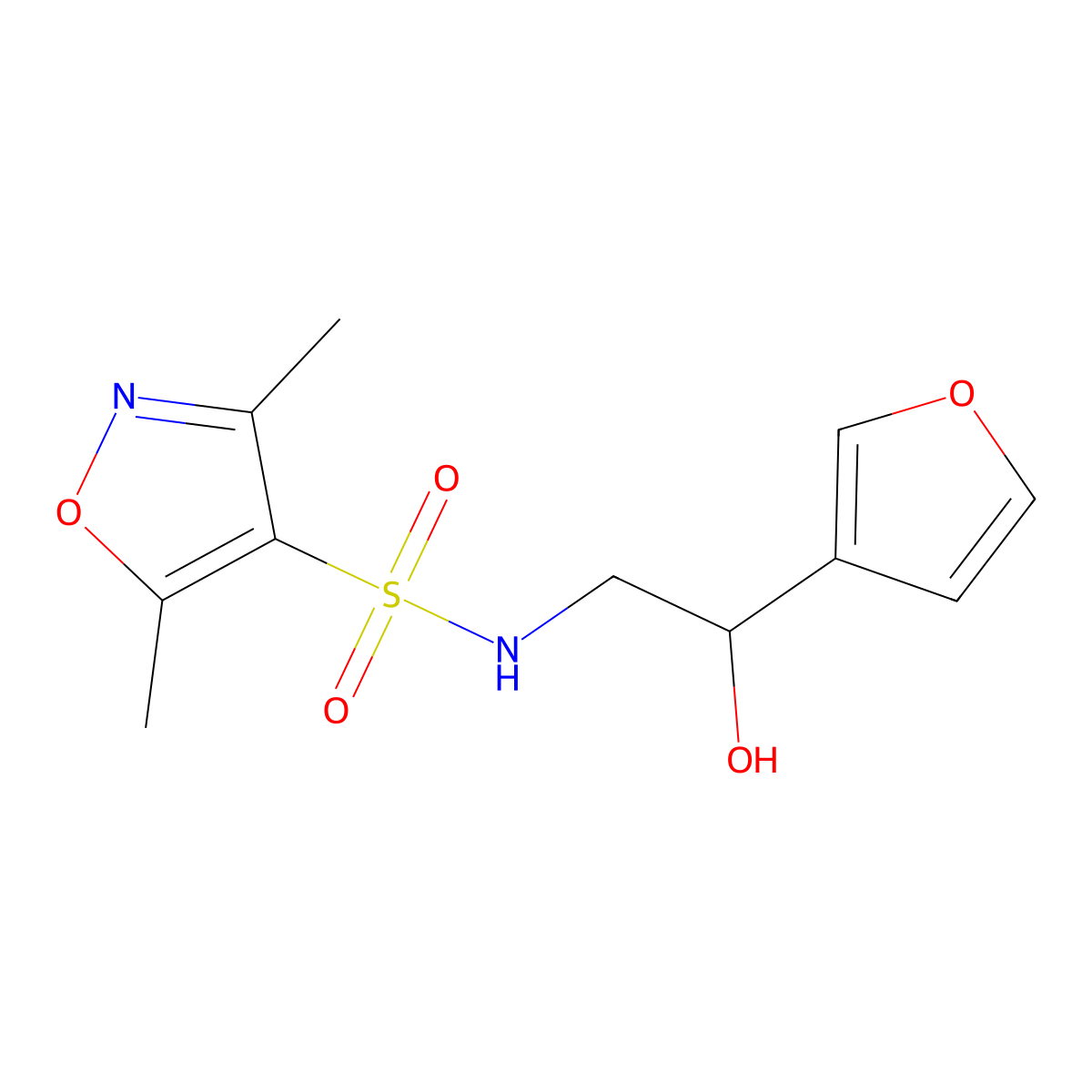 N-(2-(furan-3-yl)-2-hydroxyethyl)-3,5-dimethylisoxazole-4-sulfonamide molecular structure, CAS 1396683-88-7