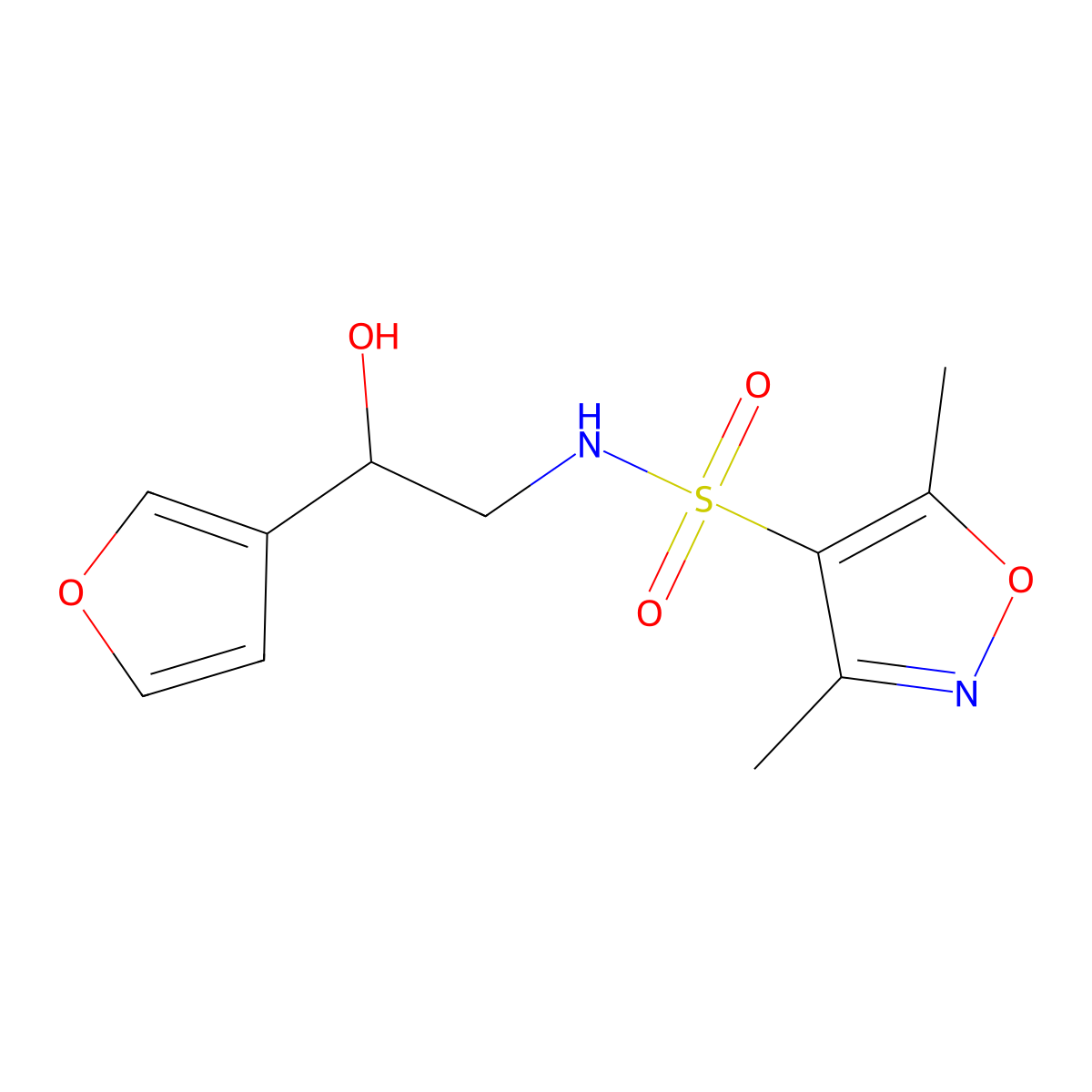 N-(2-(furan-3-yl)-2-hydroxyethyl)-3,5-dimethylisoxazole-4-sulfonamide molecular structure, CAS 1396683-88-7