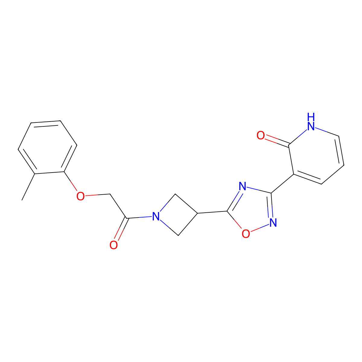 3-(5-(1-(2-(o-tolyloxy)acetyl)azetidin-3-yl)-1,2,4-oxadiazol-3-yl)pyridin-2(1H)-one molecular structure, CAS 1396683-90-1