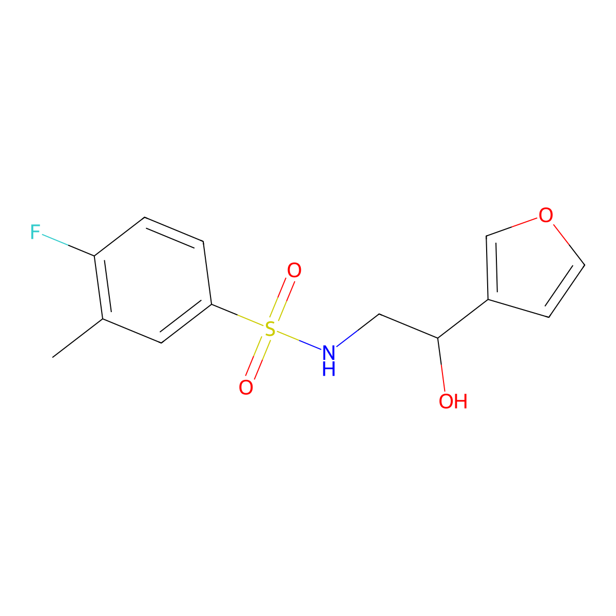 4-fluoro-N-(2-(furan-3-yl)-2-hydroxyethyl)-3-methylbenzenesulfonamide molecular structure, CAS 1396683-97-8
