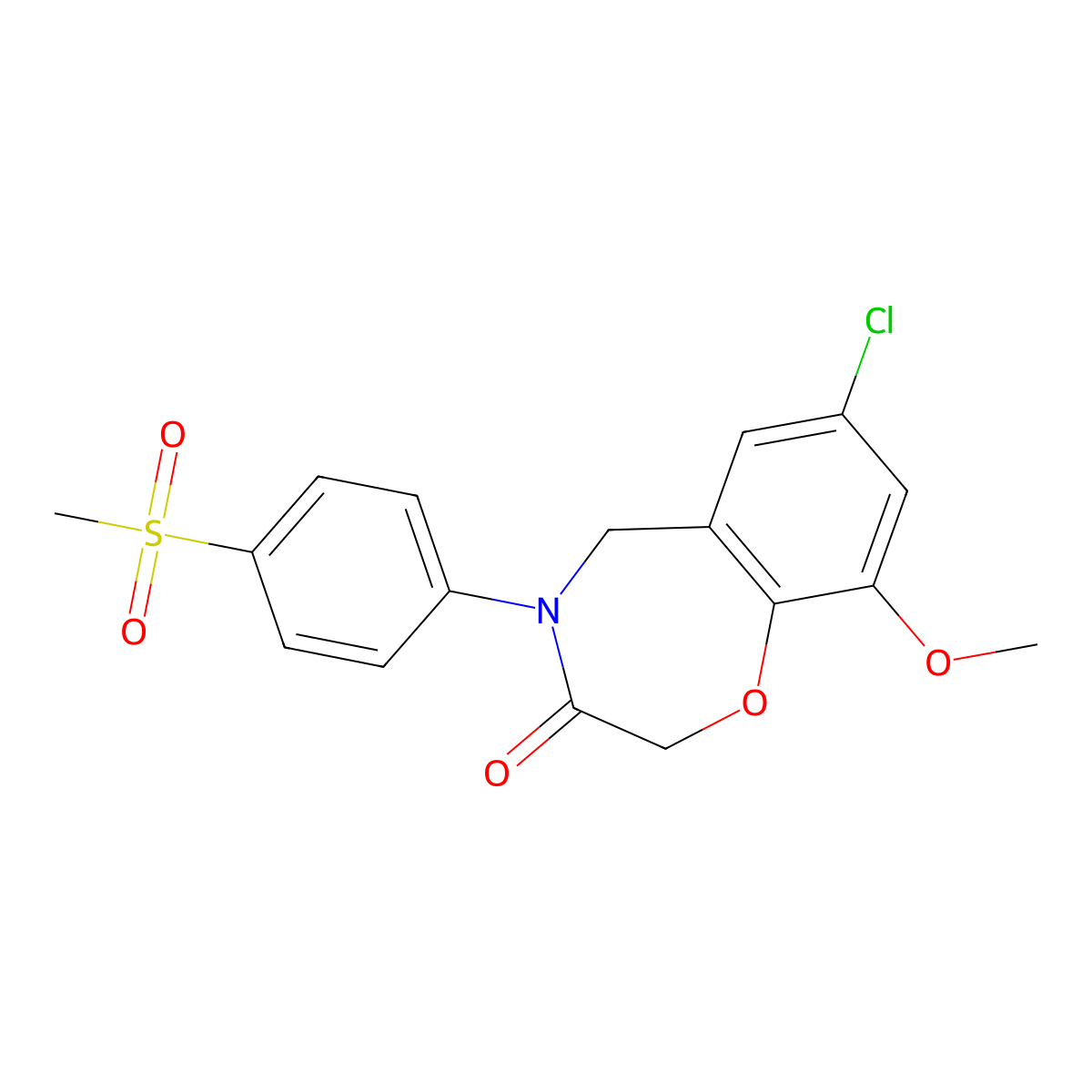 7-chloro-9-methoxy-4-[4-(methylsulfonyl)phenyl]-4,5-dihydro-1,4-benzoxazepin-3(2H)-one molecular structure, CAS 1396684-02-8