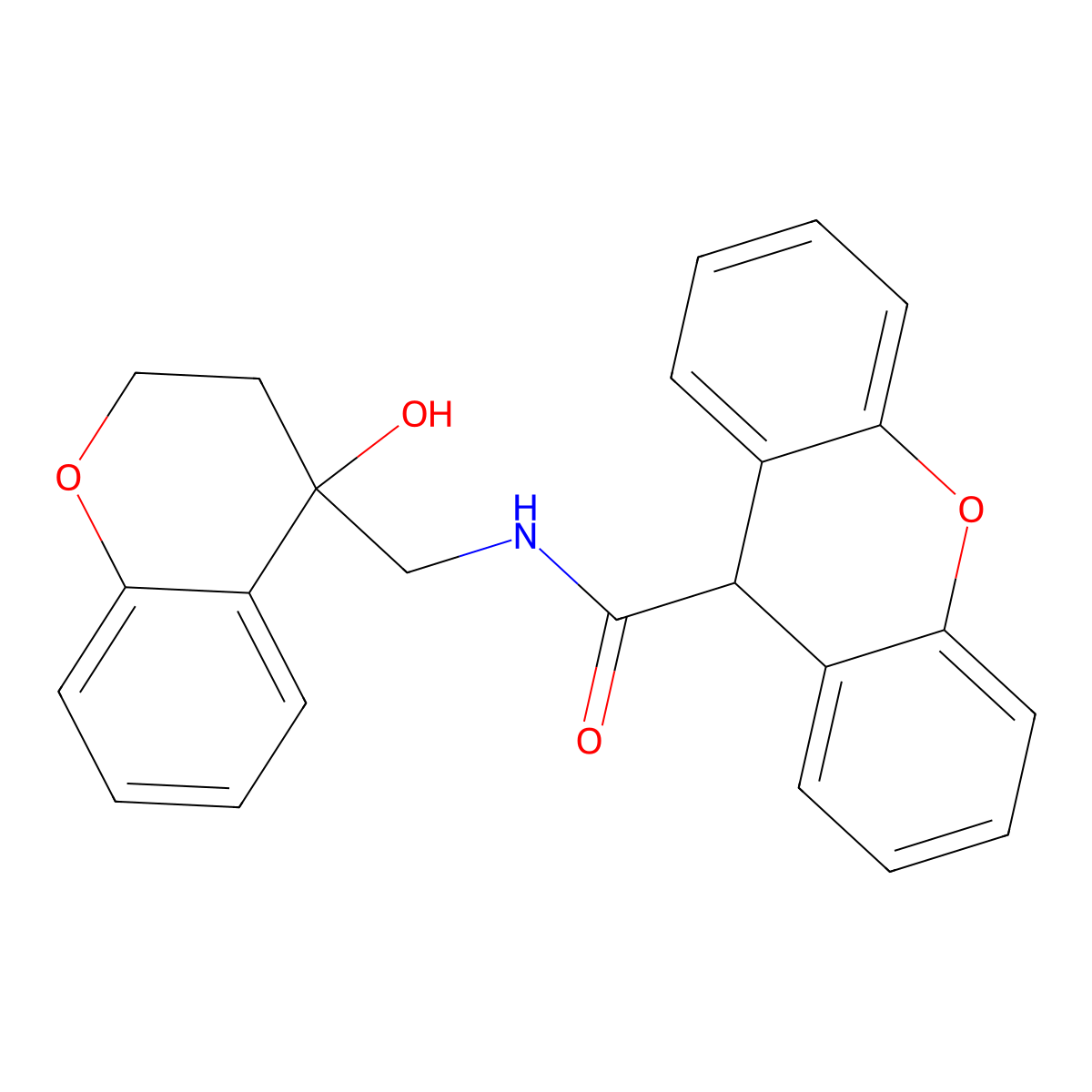 N-((4-hydroxychroman-4-yl)methyl)-9H-xanthene-9-carboxamide molecular structure, CAS 1396684-03-9