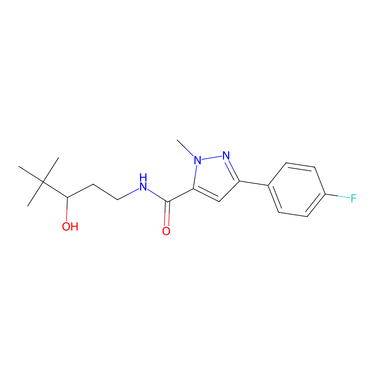 3-(4-fluorophenyl)-N-(3-hydroxy-4,4-dimethylpentyl)-1-methyl-1H-pyrazole-5-carboxamide molecular structure, CAS 1396684-07-3