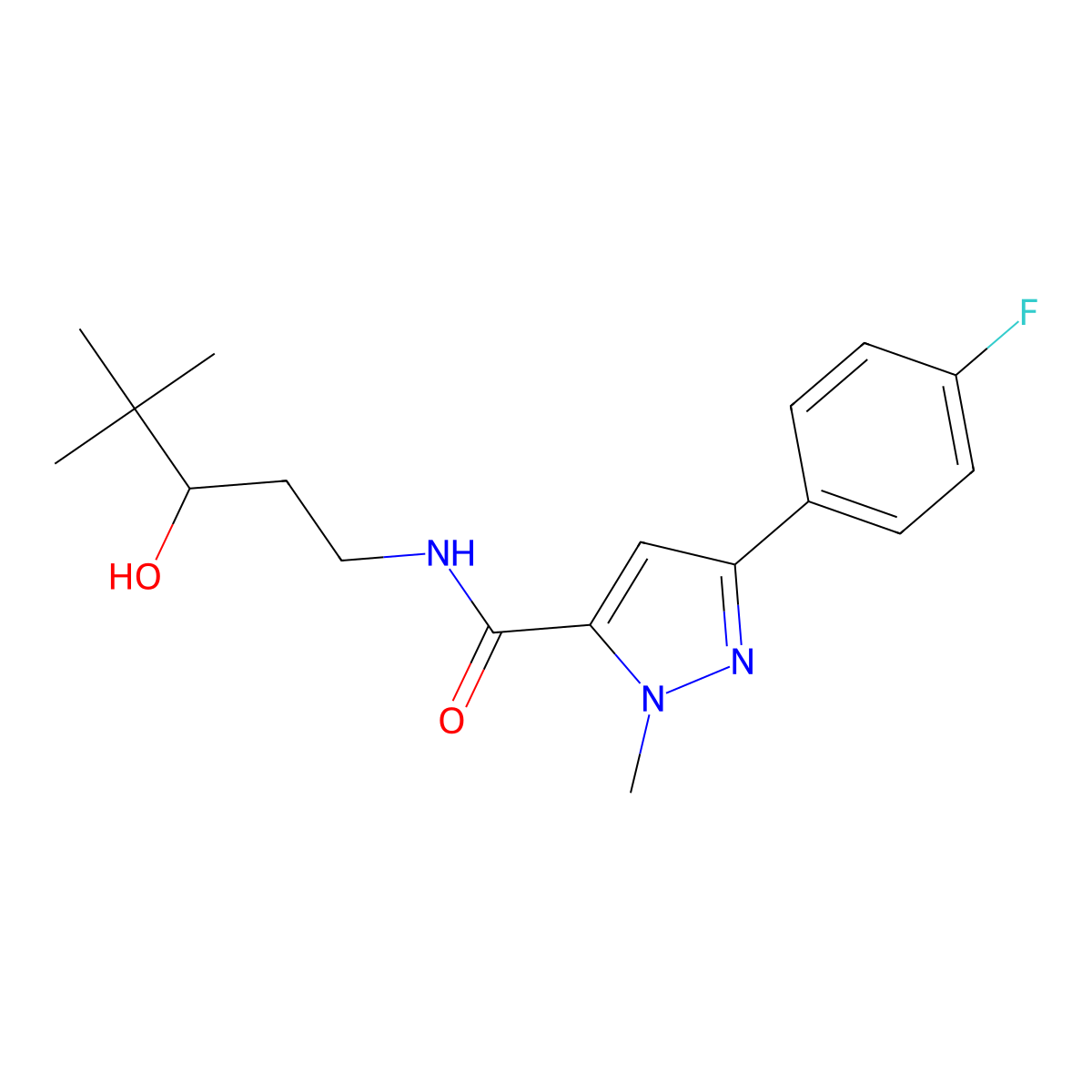 3-(4-fluorophenyl)-N-(3-hydroxy-4,4-dimethylpentyl)-1-methyl-1H-pyrazole-5-carboxamide molecular structure, CAS 1396684-07-3