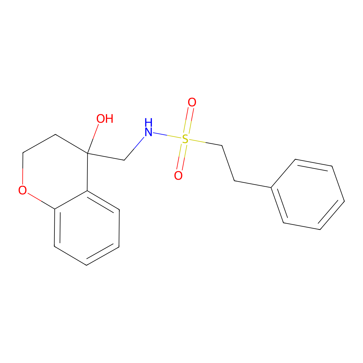 N-((4-hydroxychroman-4-yl)methyl)-2-phenylethanesulfonamide molecular structure, CAS 1396684-10-8