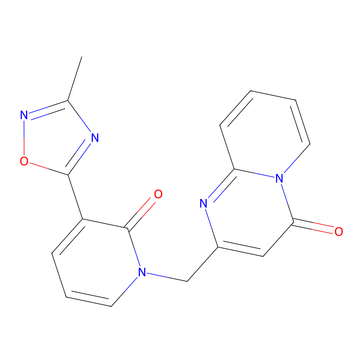 2-{[3-(3-methyl-1,2,4-oxadiazol-5-yl)-2-oxopyridin-1(2H)-yl]methyl}-4H-pyrido[1,2-a]pyrimidin-4-one molecular structure, CAS 1396684-15-3