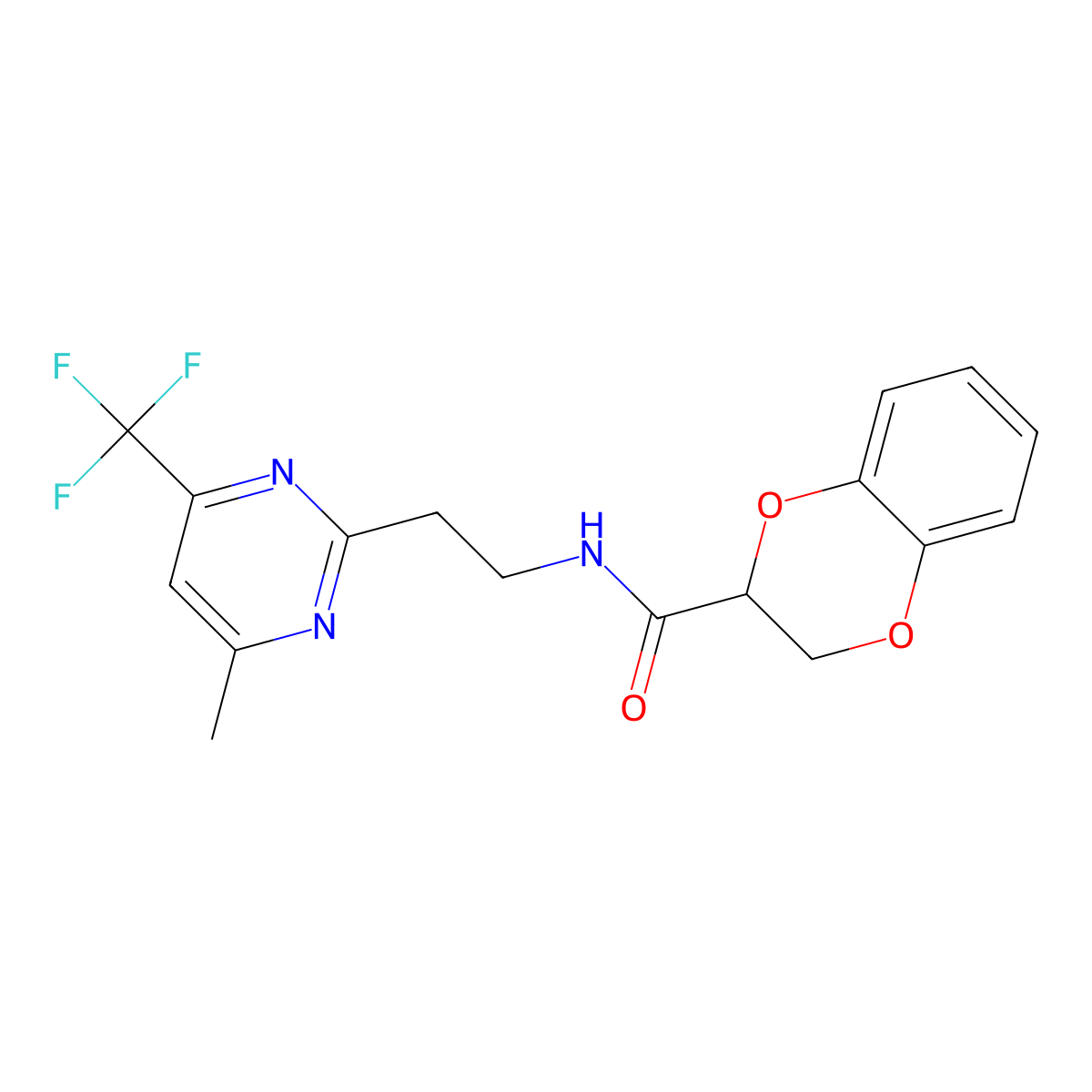 N-{2-[4-methyl-6-(trifluoromethyl)pyrimidin-2-yl]ethyl}-2,3-dihydro-1,4-benzodioxine-2-carboxamide molecular structure, CAS 1396684-26-6