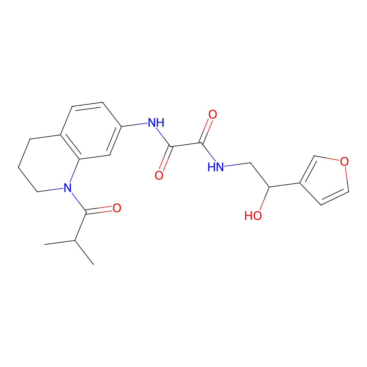 N1-(2-(furan-3-yl)-2-hydroxyethyl)-N2-(1-isobutyryl-1,2,3,4-tetrahydroquinolin-7-yl)oxalamide molecular structure, CAS 1396684-27-7