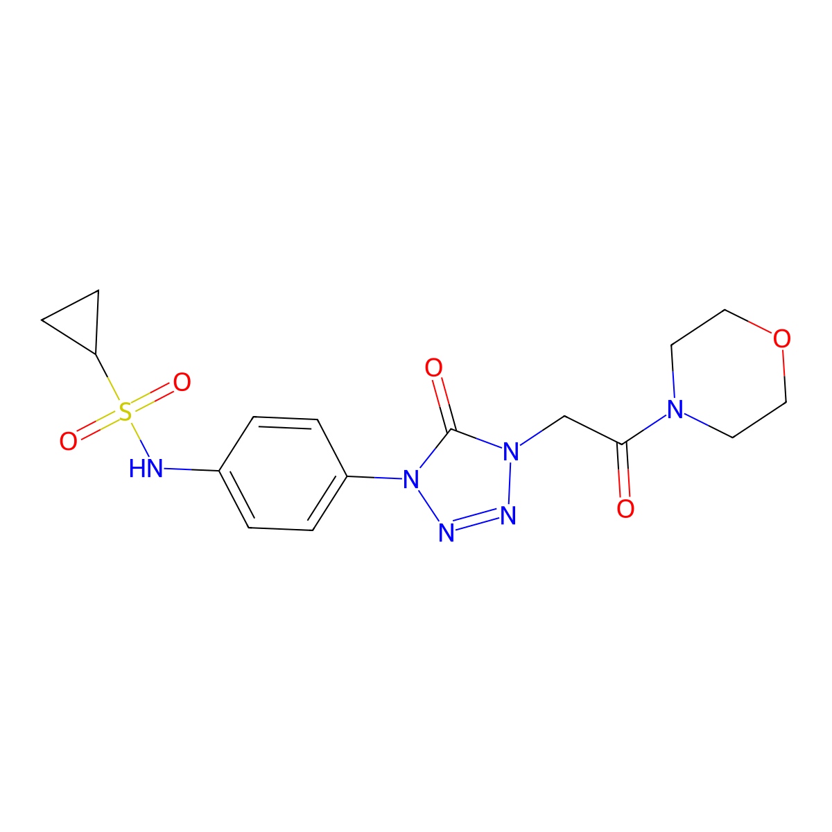 N-(4-(4-(2-morpholino-2-oxoethyl)-5-oxo-4,5-dihydro-1H-tetrazol-1-yl)phenyl)cyclopropanesulfonamide molecular structure, CAS 1396684-28-8