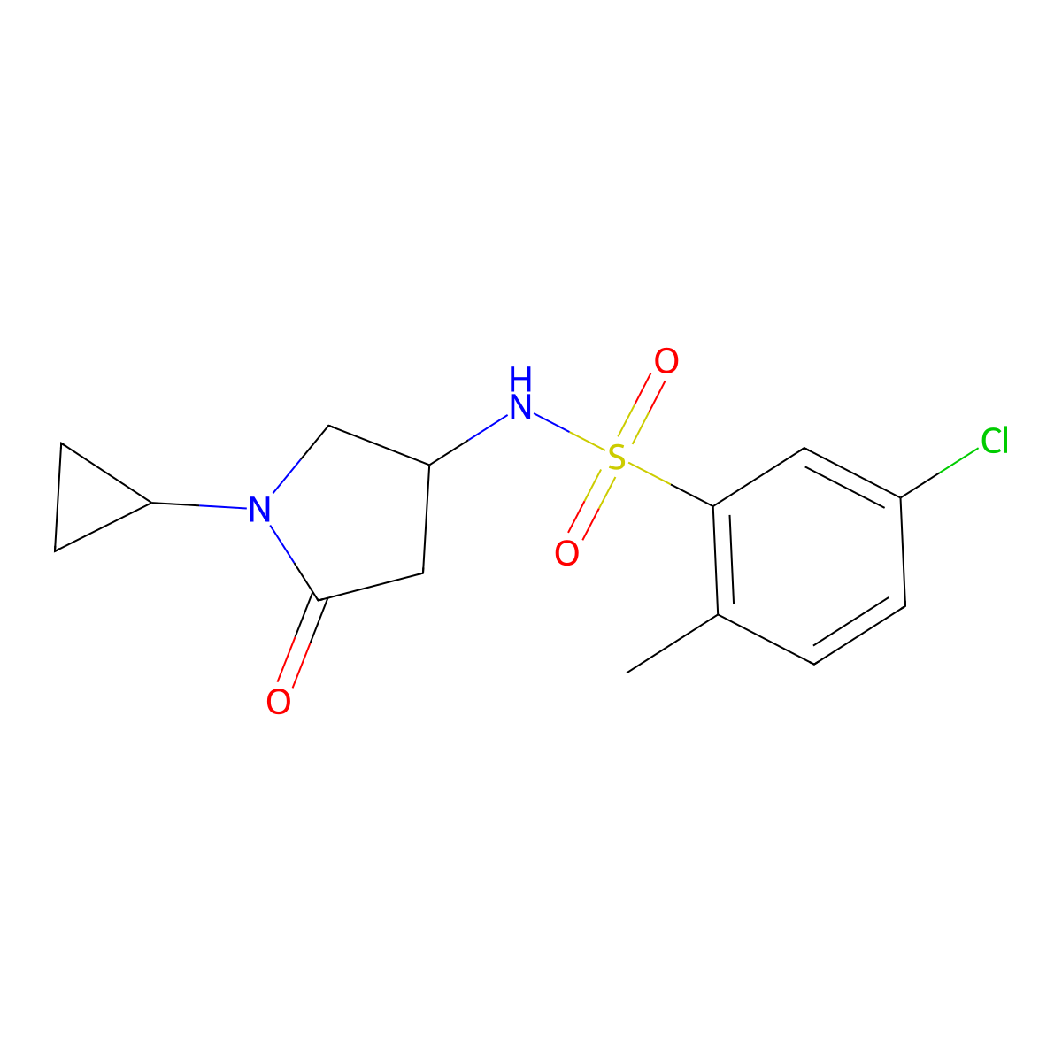 5-chloro-N-(1-cyclopropyl-5-oxopyrrolidin-3-yl)-2-methylbenzenesulfonamide molecular structure, CAS 1396684-32-4