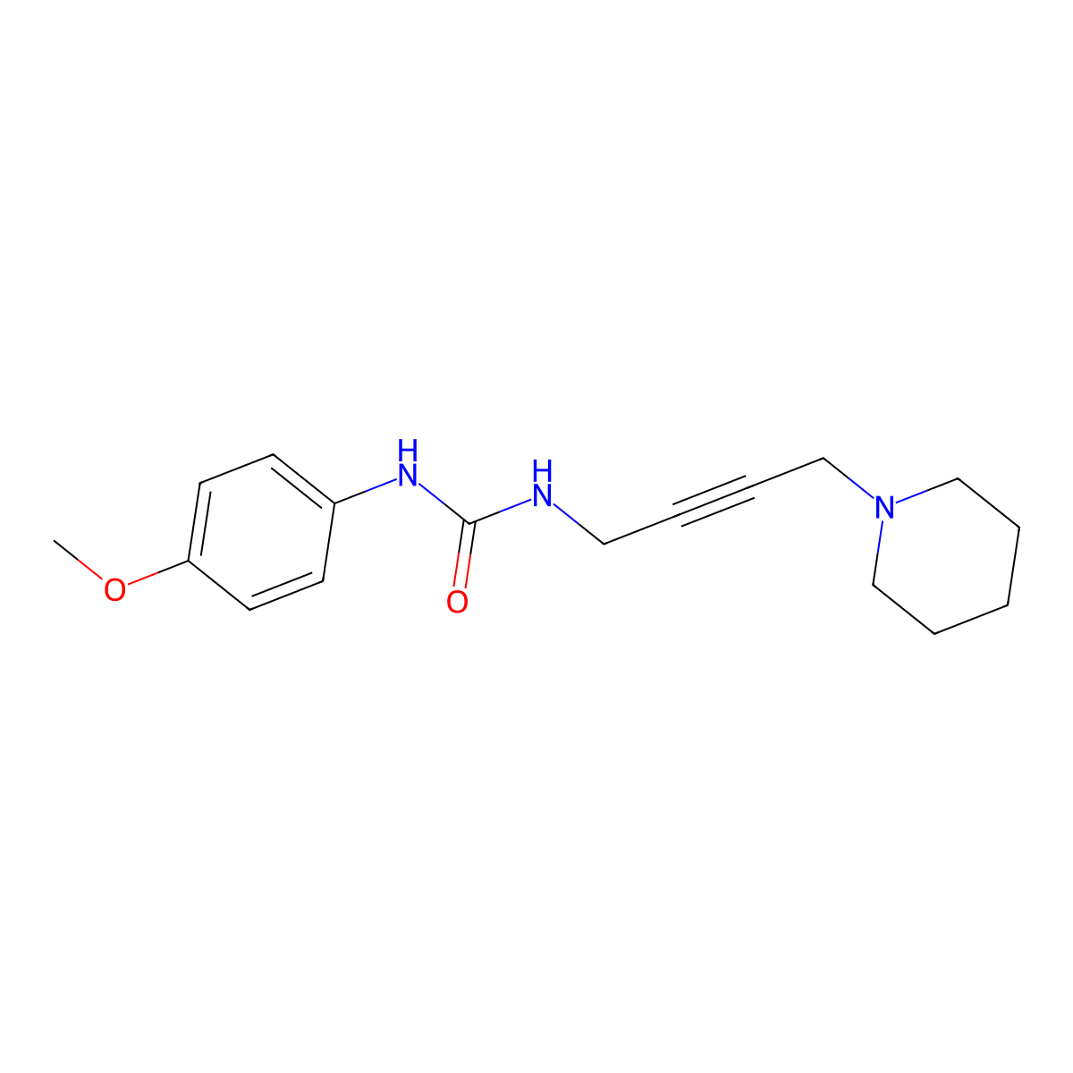 1-(4-Methoxyphenyl)-3-[4-(piperidin-1-yl)but-2-yn-1-yl]urea molecular structure, CAS 1396684-36-8