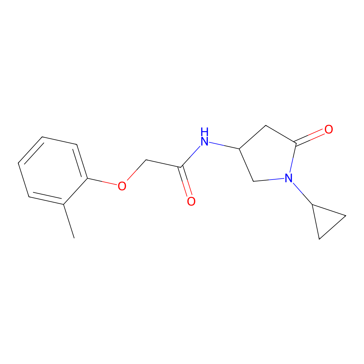 N-(1-cyclopropyl-5-oxopyrrolidin-3-yl)-2-(o-tolyloxy)acetamide molecular structure, CAS 1396684-37-9