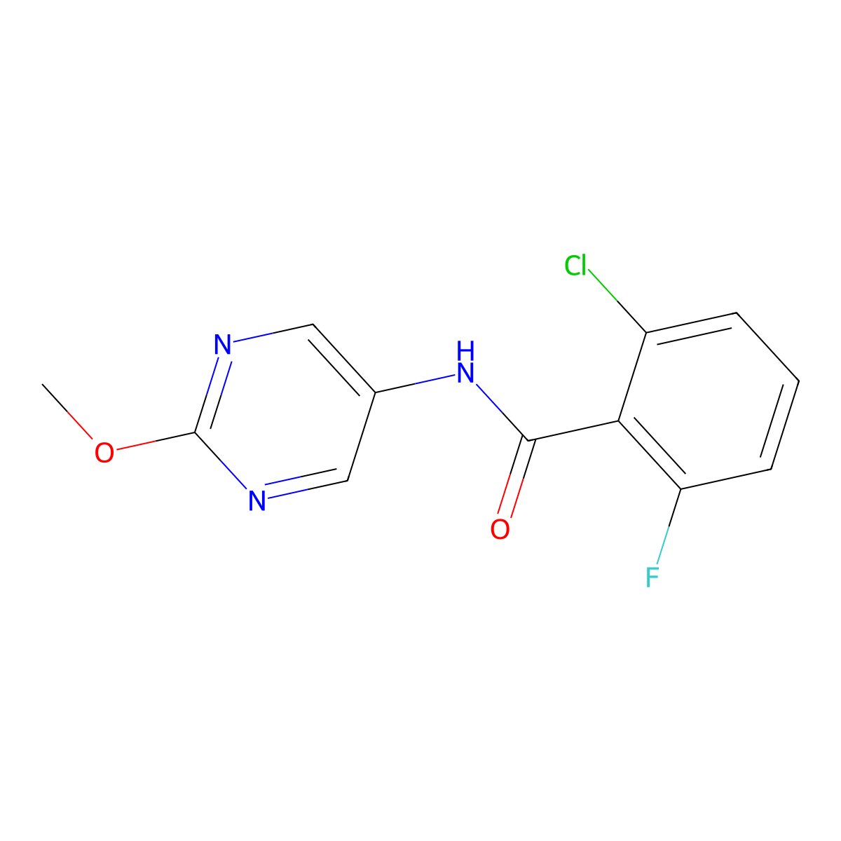 2-chloro-6-fluoro-N-(2-methoxypyrimidin-5-yl)benzamide molecular structure, CAS 1396684-45-9