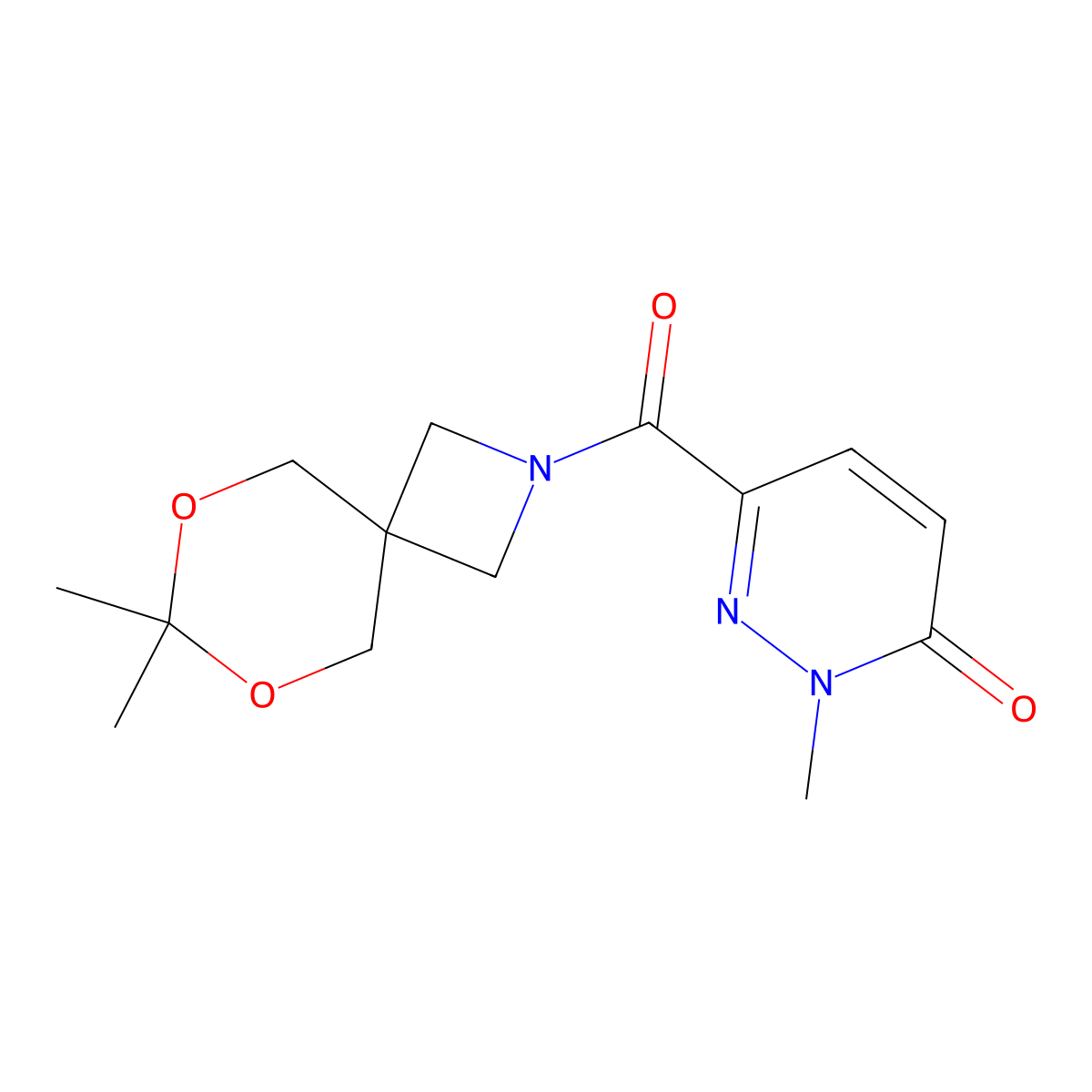 6-(7,7-dimethyl-6,8-dioxa-2-azaspiro[3.5]nonane-2-carbonyl)-2-methylpyridazin-3(2H)-one molecular structure, CAS 1396684-47-1