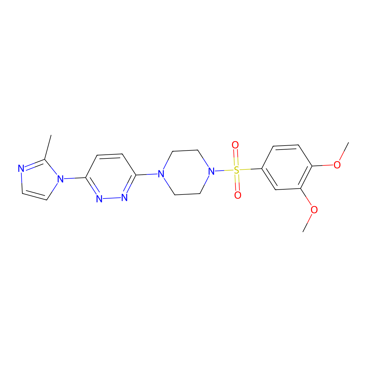 3-(4-((3,4-dimethoxyphenyl)sulfonyl)piperazin-1-yl)-6-(2-methyl-1H-imidazol-1-yl)pyridazine molecular structure, CAS 1396684-48-2