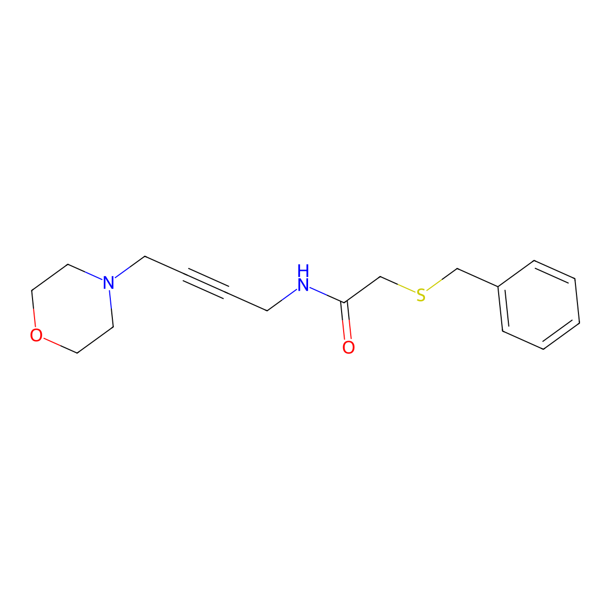 2-(benzylthio)-N-(4-morpholinobut-2-yn-1-yl)acetamide molecular structure, CAS 1396684-57-3