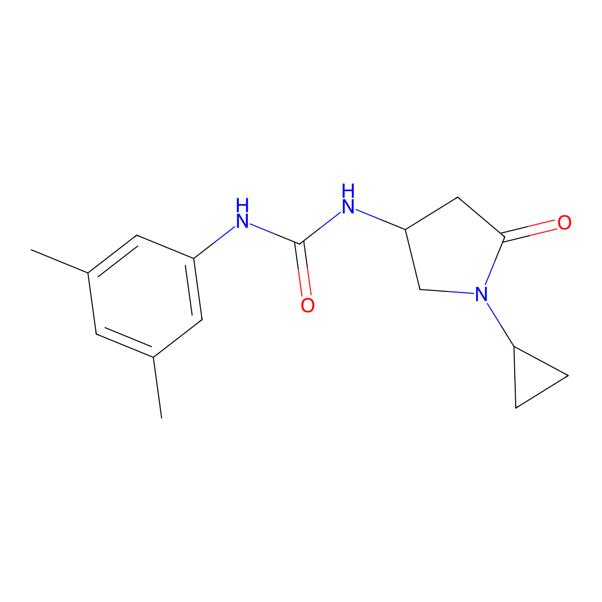 1-(1-Cyclopropyl-5-oxopyrrolidin-3-yl)-3-(3,5-dimethylphenyl)urea molecular structure, CAS 1396684-58-4