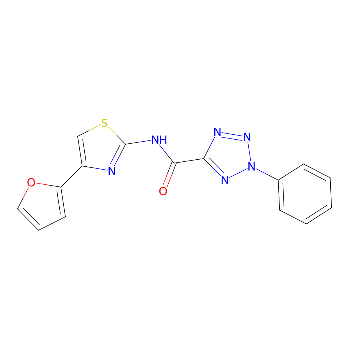 N-(4-(furan-2-yl)thiazol-2-yl)-2-phenyl-2H-tetrazole-5-carboxamide molecular structure, CAS 1396684-63-1