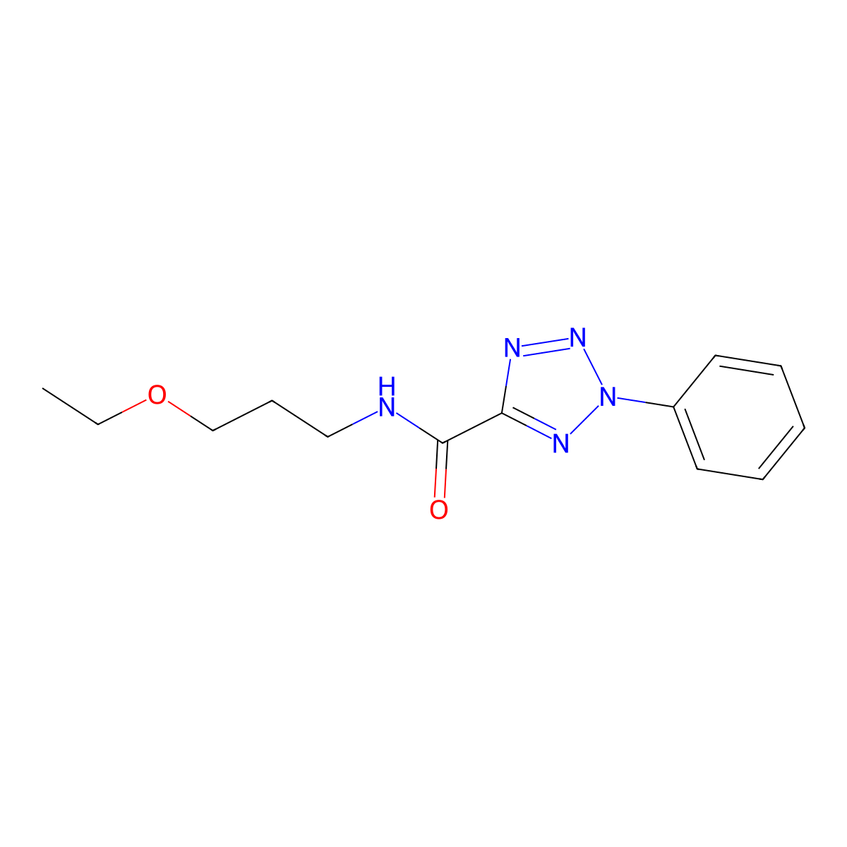 N-(3-ethoxypropyl)-2-phenyl-2H-tetrazole-5-carboxamide molecular structure, CAS 1396684-66-4