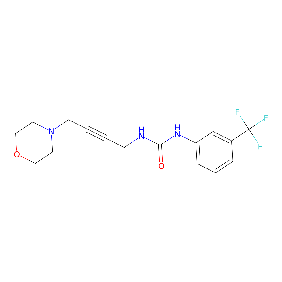 1-(4-Morpholinobut-2-yn-1-yl)-3-(3-(trifluoromethyl)phenyl)urea molecular structure, CAS 1396684-73-3