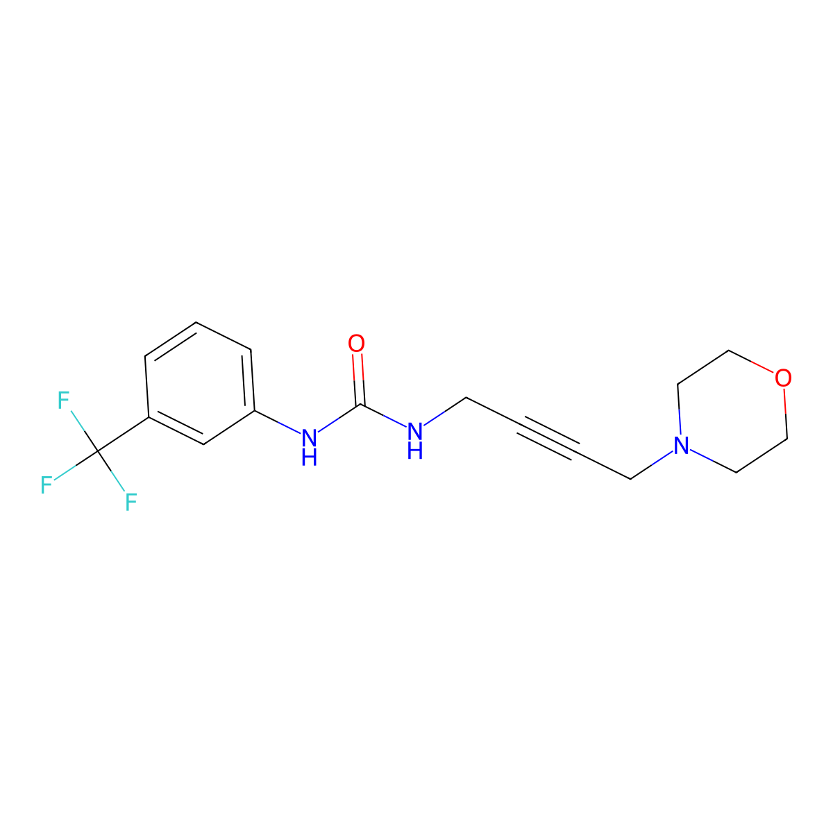 1-(4-Morpholinobut-2-yn-1-yl)-3-(3-(trifluoromethyl)phenyl)urea molecular structure, CAS 1396684-73-3