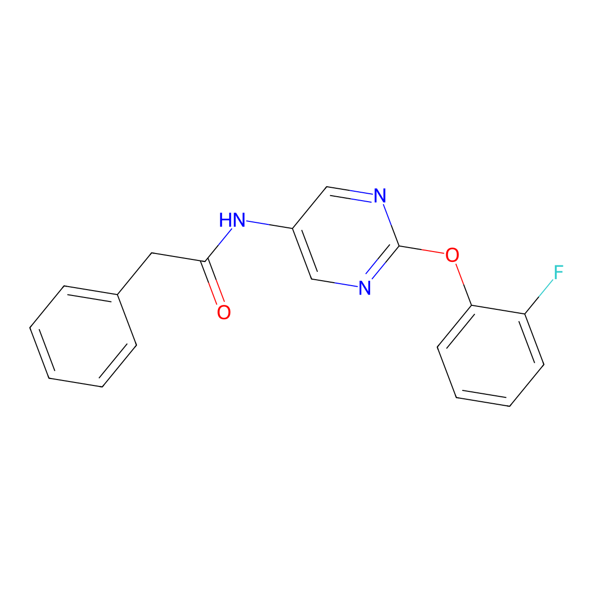 N-(2-(2-fluorophenoxy)pyrimidin-5-yl)-2-phenylacetamide molecular structure, CAS 1396684-80-2