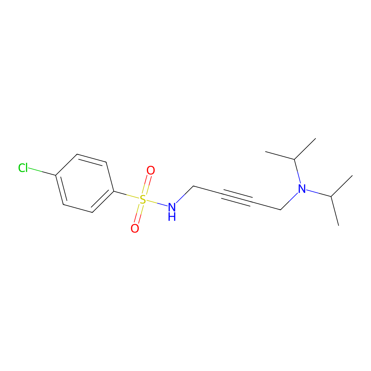 4-chloro-N-(4-(diisopropylamino)but-2-yn-1-yl)benzenesulfonamide molecular structure, CAS 1396684-83-5