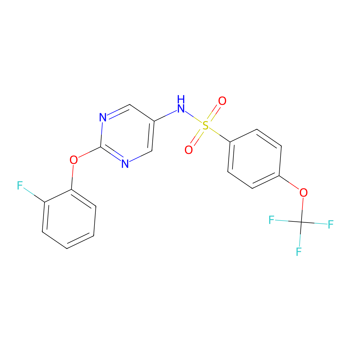 N-(2-(2-fluorophenoxy)pyrimidin-5-yl)-4-(trifluoromethoxy)benzenesulfonamide molecular structure, CAS 1396684-86-8