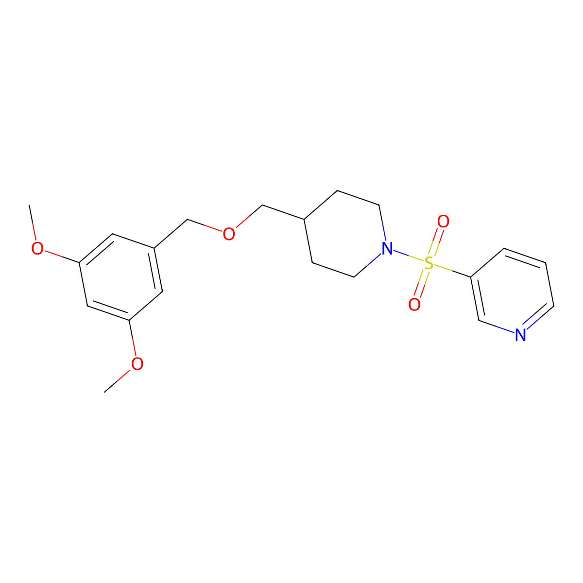 3-((4-(((3,5-Dimethoxybenzyl)oxy)methyl)piperidin-1-yl)sulfonyl)pyridine molecular structure, CAS 1396684-87-9