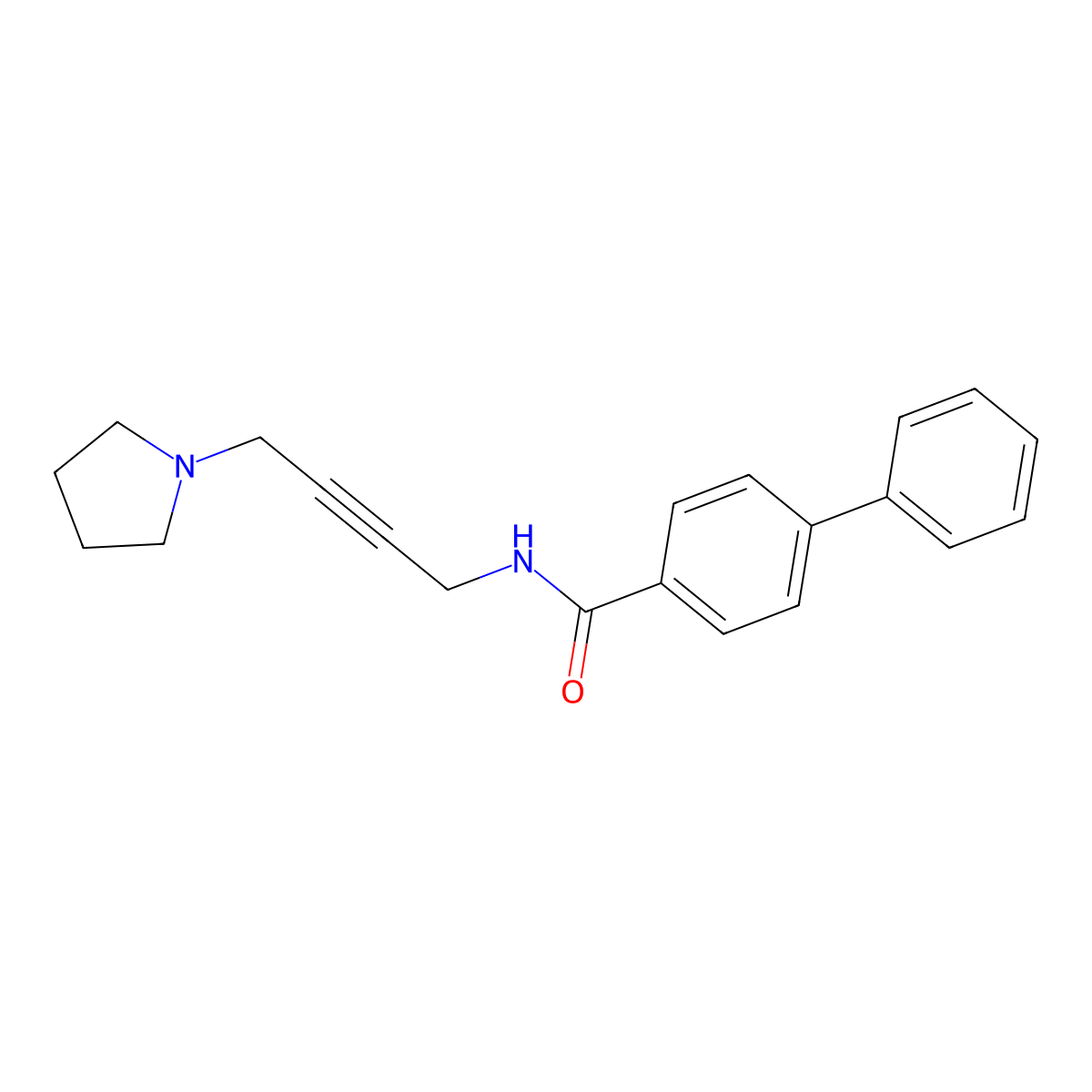 N-[4-(pyrrolidin-1-yl)but-2-yn-1-yl]-[1,1'-biphenyl]-4-carboxamide molecular structure, CAS 1396684-90-4
