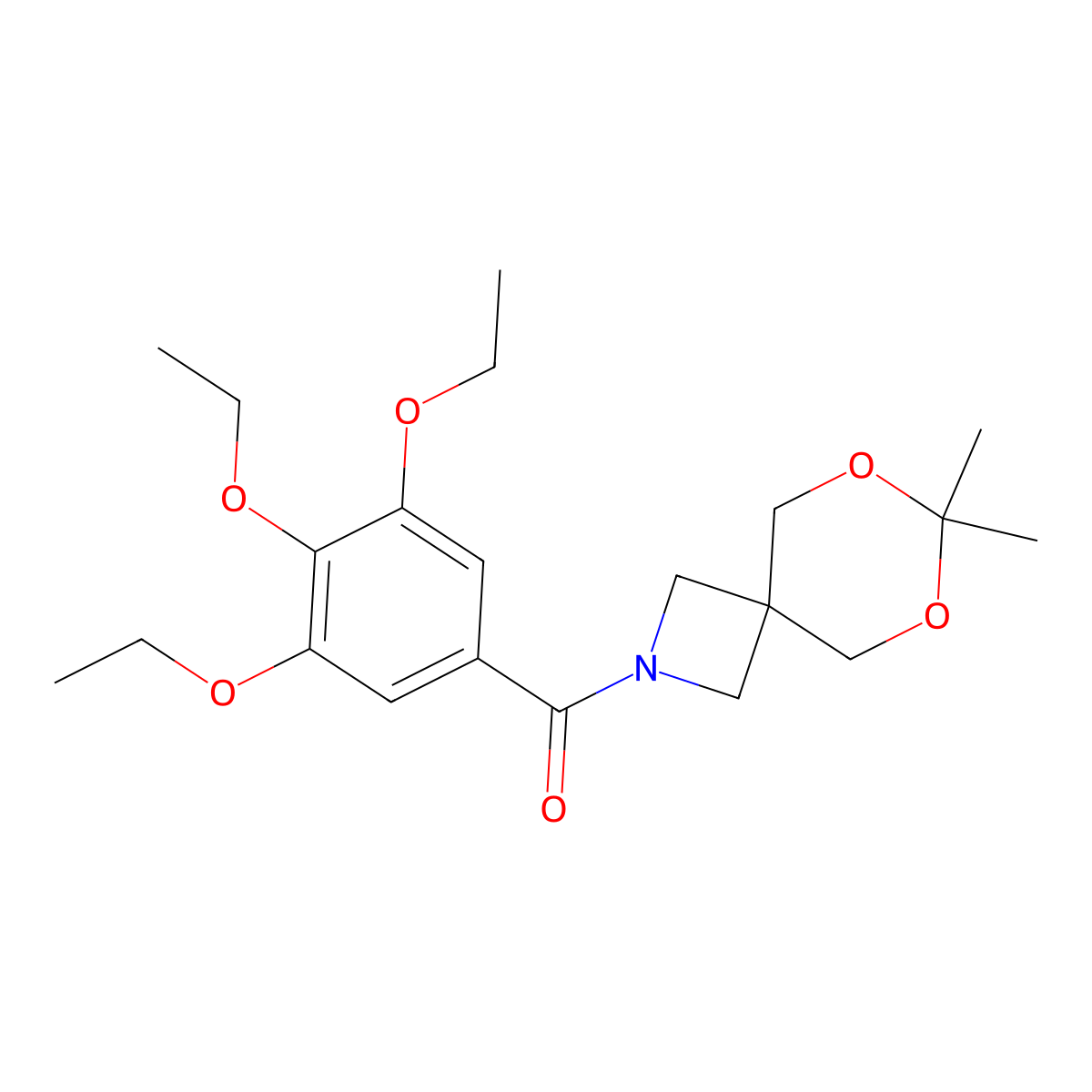 (7,7-Dimethyl-6,8-dioxa-2-azaspiro[3.5]nonan-2-yl)(3,4,5-triethoxyphenyl)methanone molecular structure, CAS 1396684-98-2