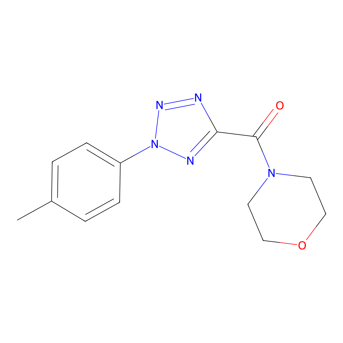 morpholino(2-(p-tolyl)-2H-tetrazol-5-yl)methanone molecular structure, CAS 1396685-02-1