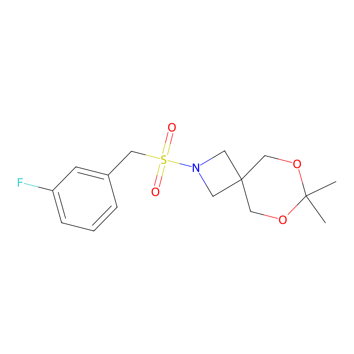 2-((3-Fluorobenzyl)sulfonyl)-7,7-dimethyl-6,8-dioxa-2-azaspiro[3.5]nonane molecular structure, CAS 1396685-07-6