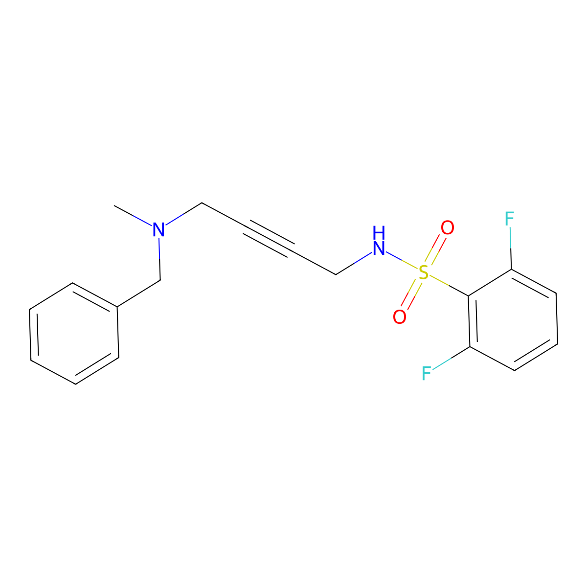 N-(4-(benzyl(methyl)amino)but-2-yn-1-yl)-2,6-difluorobenzenesulfonamide molecular structure, CAS 1396685-09-8