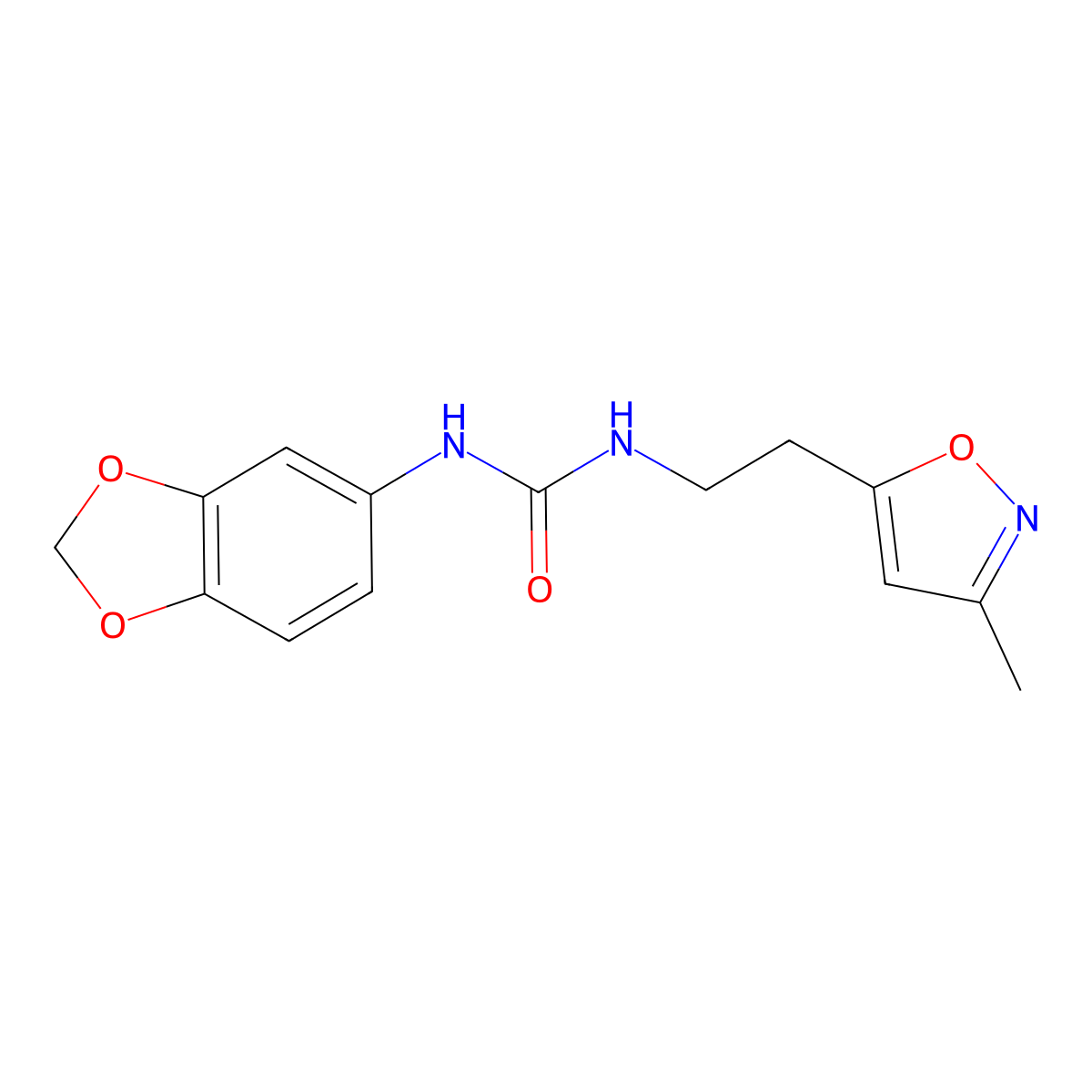 1-(Benzo[d][1,3]dioxol-5-yl)-3-(2-(3-methylisoxazol-5-yl)ethyl)urea molecular structure, CAS 1396685-11-2