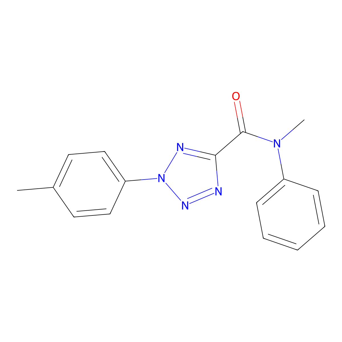 N-methyl-N-phenyl-2-(p-tolyl)-2H-tetrazole-5-carboxamide molecular structure, CAS 1396685-15-6