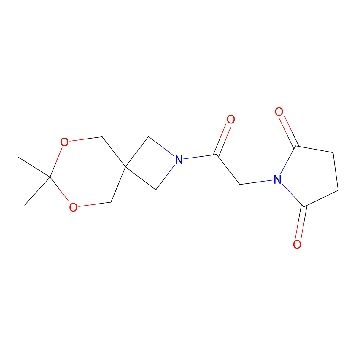 1-(2-(7,7-Dimethyl-6,8-dioxa-2-azaspiro[3.5]nonan-2-yl)-2-oxoethyl)pyrrolidine-2,5-dione molecular structure, CAS 1396685-20-3