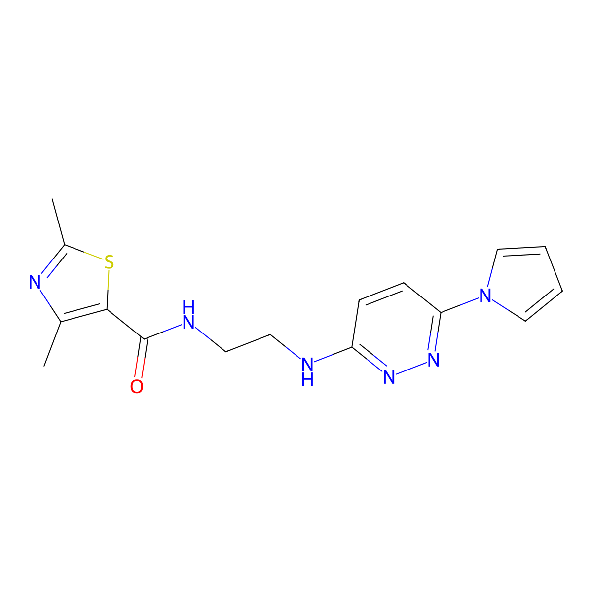 N-(2-((6-(1H-pyrrol-1-yl)pyridazin-3-yl)amino)ethyl)-2,4-dimethylthiazole-5-carboxamide molecular structure, CAS 1396685-21-4