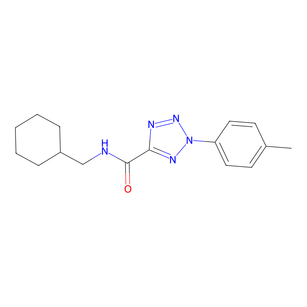 N-(cyclohexylmethyl)-2-(p-tolyl)-2H-tetrazole-5-carboxamide molecular structure, CAS 1396685-22-5