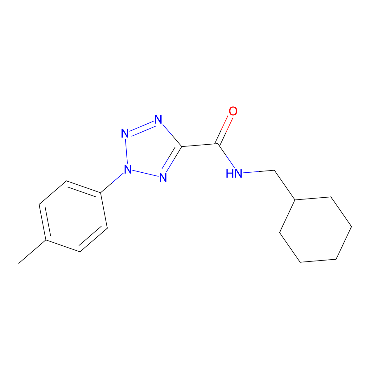 N-(cyclohexylmethyl)-2-(p-tolyl)-2H-tetrazole-5-carboxamide molecular structure, CAS 1396685-22-5