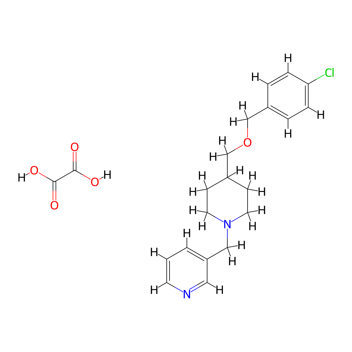 3-((4-(((4-Chlorobenzyl)oxy)methyl)piperidin-1-yl)methyl)pyridine oxalate molecular structure, CAS 1396685-25-8