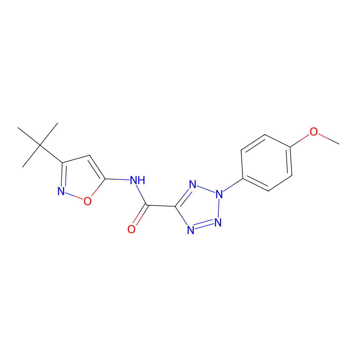 N-(3-(tert-butyl)isoxazol-5-yl)-2-(4-methoxyphenyl)-2H-tetrazole-5-carboxamide molecular structure, CAS 1396685-31-6