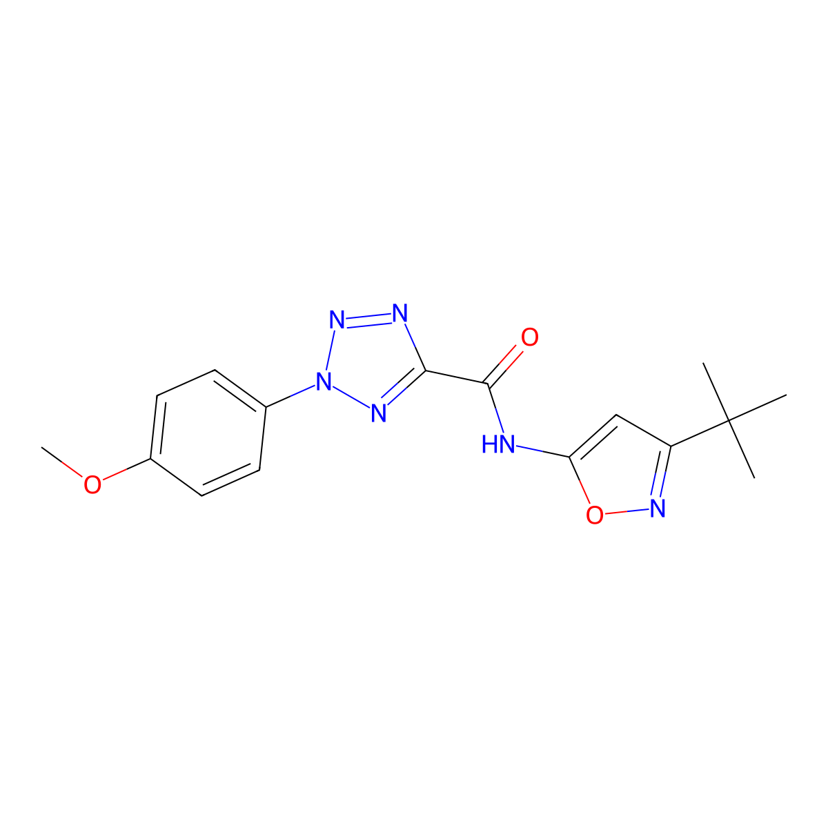 N-(3-(tert-butyl)isoxazol-5-yl)-2-(4-methoxyphenyl)-2H-tetrazole-5-carboxamide molecular structure, CAS 1396685-31-6