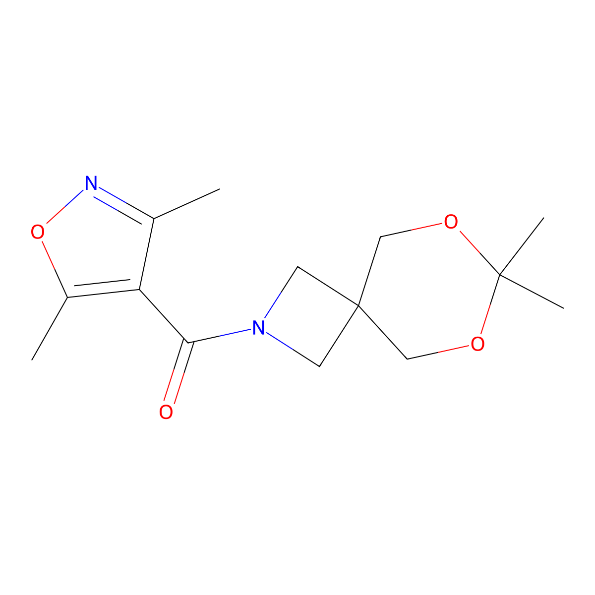 (7,7-Dimethyl-6,8-dioxa-2-azaspiro[3.5]nonan-2-yl)(3,5-dimethylisoxazol-4-yl)methanone molecular structure, CAS 1396685-33-8