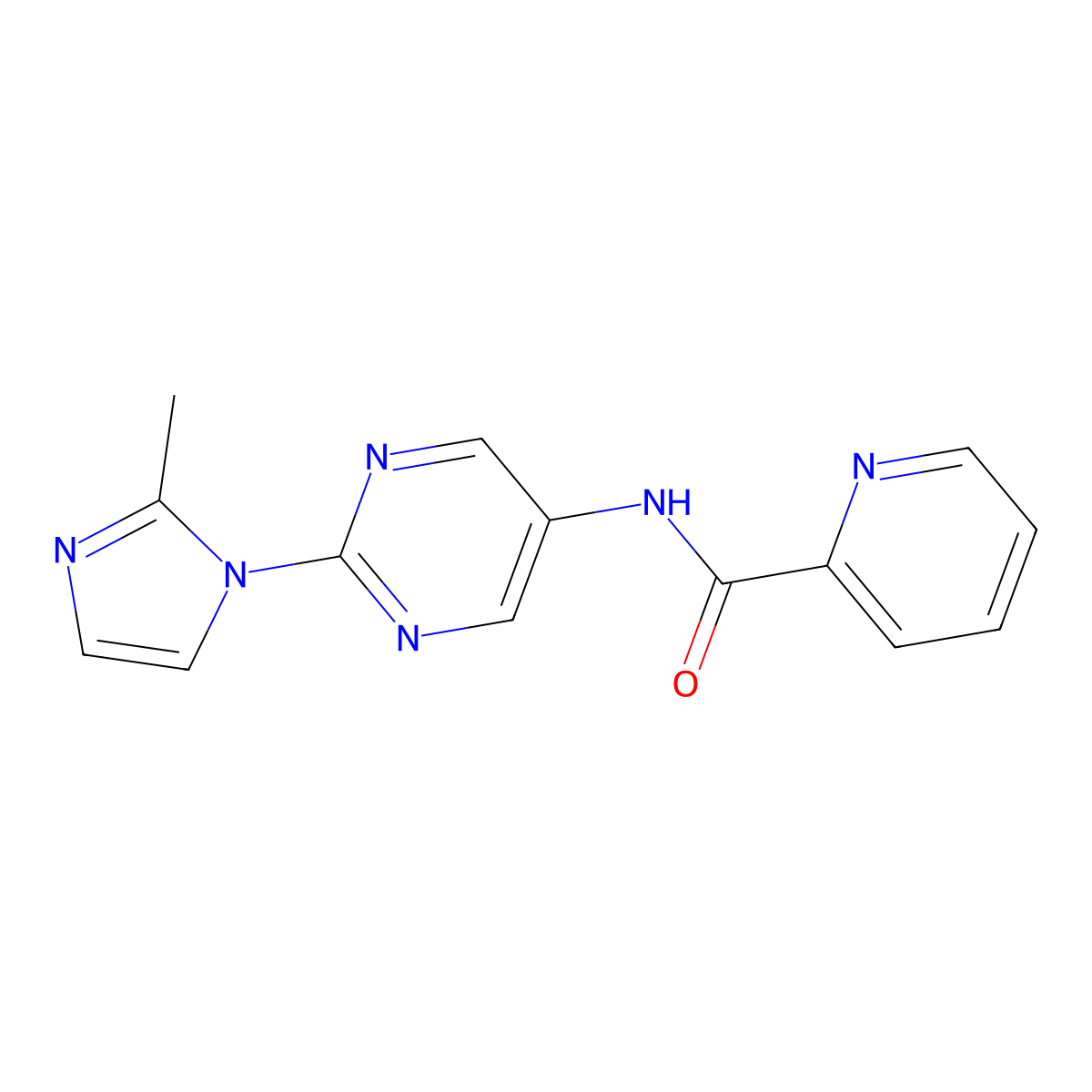 N-(2-(2-methyl-1H-imidazol-1-yl)pyrimidin-5-yl)picolinamide molecular structure, CAS 1396685-34-9