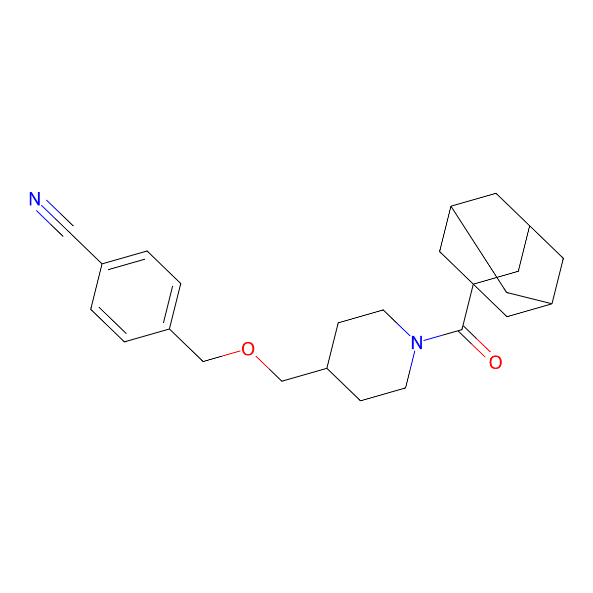 4-(((1-((3r,5r,7r)-Adamantane-1-carbonyl)piperidin-4-yl)methoxy)methyl)benzonitrile molecular structure, CAS 1396685-36-1
